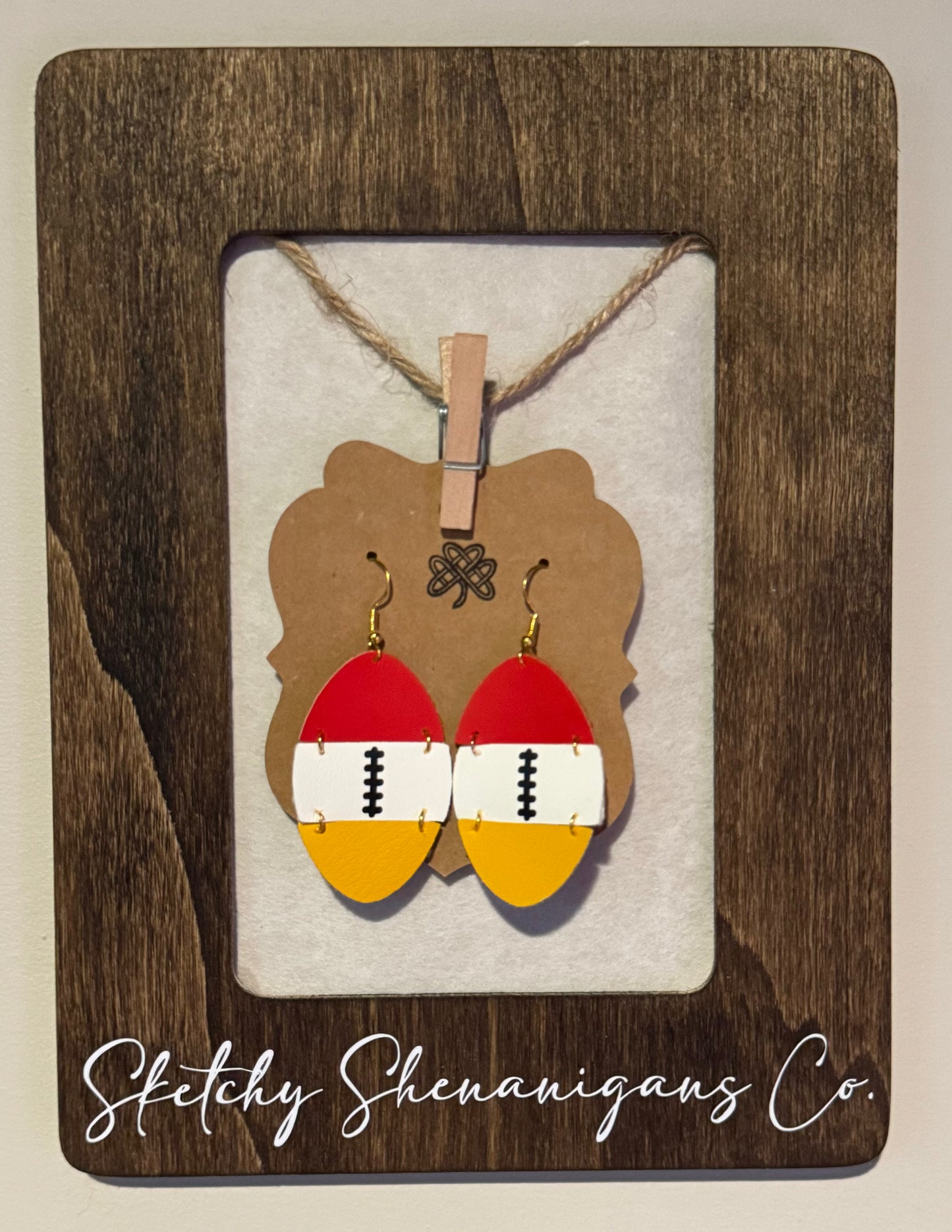 Tiered Chiefs Football Earrings