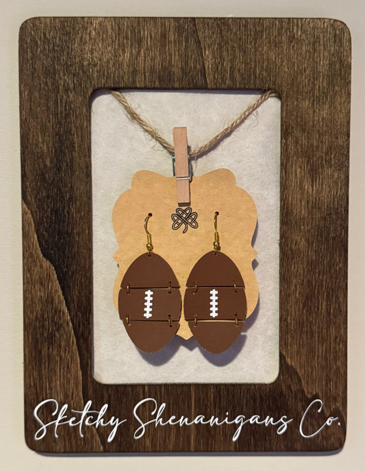 Tiered Brown Football Earrings